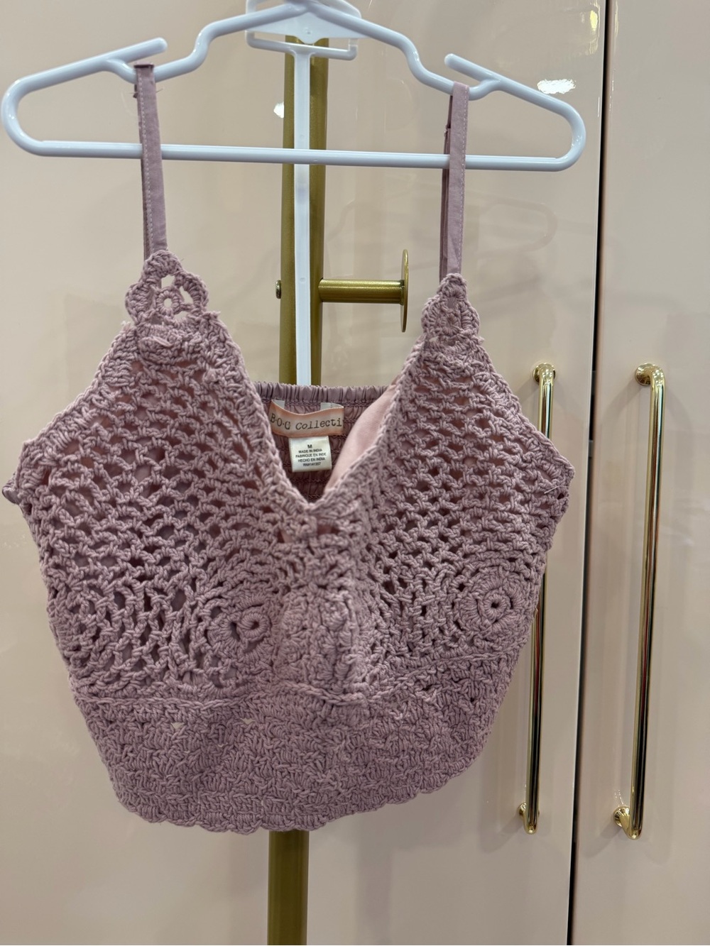 Mauve Crochet V-Neck Tank Top